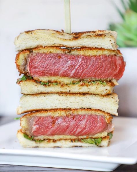 Sam Schnur on Instagram: “A5 Wagyu Katsu Sando OR A5 Wagyu Nigiri?! Both from @thewagyubar! The sandwich is a breaded and fried A5 Sirloin Steak, served between two…” Sando Photography, Katsu Sando, A5 Wagyu, Sirloin Steak, Sirloin Steaks, Asian Recipes, Steak, Sandwiches, Food And Drink