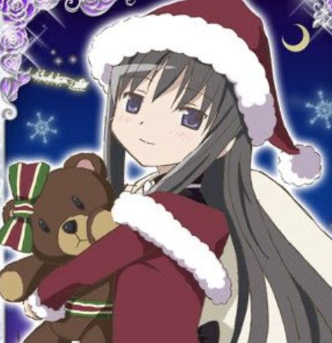 Madoka Christmas, Madoka Magica Christmas, Homura Icon, Pfp Christmas, Homura Akemi, Anime Christmas, Christmas Icons, Puella Magi Madoka Magica, Madoka Magica