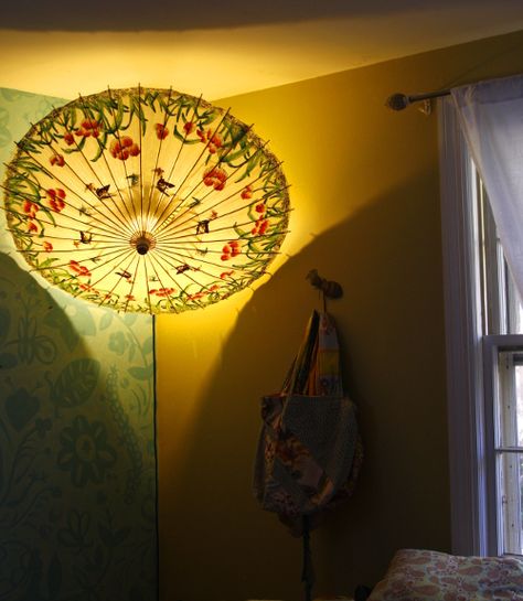 Cosy Study, Parasol Decor, Plant Nook, 80s Bathroom, Recycle Things, Airbnb Bedroom, Dye Paper, Art Residency, Parasol Lights