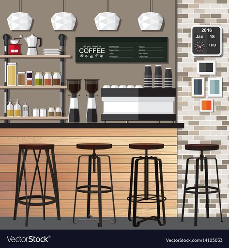 Cafe Bar Counter, 2023 Bujo, Coffee Shop Counter, Bujo Themes, Shop Vector, Interior Design Sketchbook, Modern Coffee Shop, Design Sketchbook, Architecture Design Drawing