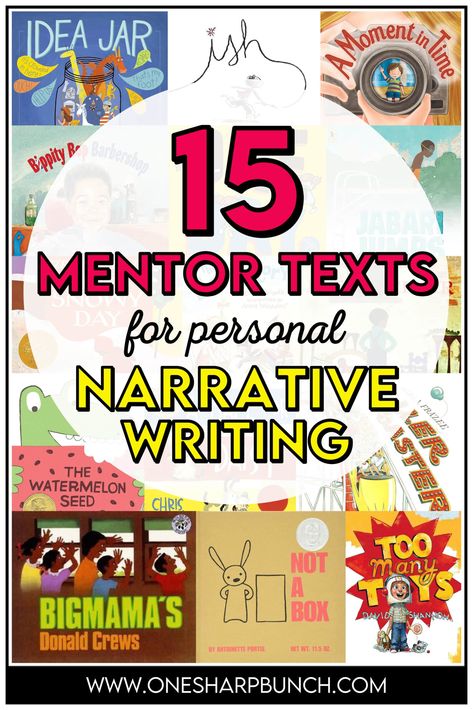 Help students generate ideas and zoom in on one small moment with this complete list of personal narrative mentor texts for kindergarten! This list of mentor texts for personal narratives are great for generating story ideas and adding details to small moment stories. Use these writing mentor texts within your writing lesson plans. Refer back to these writing workshop mentor texts throughout the personal narrative writing process. Learn about my favorite personal narrative activities now! Personal Narrative Mentor Text, Narrative Activities, Opinion Writing Mentor Text, Beginning Writing Activities, Writing Mentor Texts, Writing Conferences, Personal Narrative Writing, Cvc Word Activities, Writing Lesson Plans