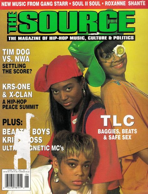 Source Magazine 1992 Black 90s Magazine, 90s Black Magazine Covers, Hip Hop Magazine Layout, Tlc Magazine Cover, 90s Hip Hop Magazine Covers, 2000s Black Magazines, Lisa Lopes, Source Magazine 90s, Tlc Group