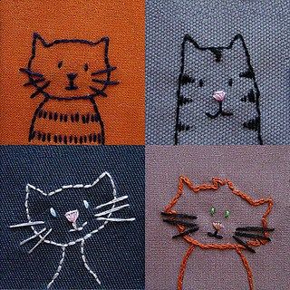 Puppies or kitties – embroidery patterns – Quilting Embroidered Cats, Sew Embroidery, Cat Embroidery, Sew Ins, Pola Kristik, Pola Sulam, 자수 디자인, Hand Embroidery Stitches, Hand Embroidery Patterns