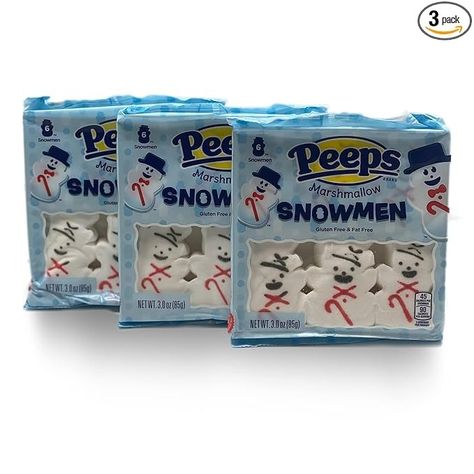 Amazon.com : Peeps Marshmallow Snowmen - 3pk Bundle - 6ct Trays (3oz) - Christmas and Winter Themed Marshmallows - Holiday Desserts - Gluten Free and Fat Free Snacks : Grocery & Gourmet Food Christmas Peeps, Fat Free Snacks, Snacks Grocery, Marshmallow Snowmen, Peeps Marshmallow, Marshmallow Snowman, Free Snacks, Winter Themed, Christmas And Winter