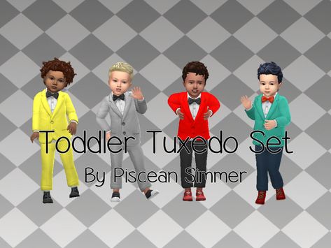 PisceanSimmer's Toddler Tuxedo Set Sims 4 Cc Wedding, The Sims 4 Toddler, Toddler Tuxedo, Sims 4 Toddler Clothes, Formal Tuxedo, Sims 4 Children, Sims 4 Mm, The Sims 4 Download, Sims 4 Toddler