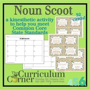 Noun Scoot for Intermediate Grades Free from The Curriculum Corner | Great review of nouns and pronouns Noun Games, Nouns Lesson, Teaching Nouns, 2nd Grade Grammar, Nouns Activities, Printable Classroom Posters, Possessive Nouns, Nouns And Pronouns, Grammar Games