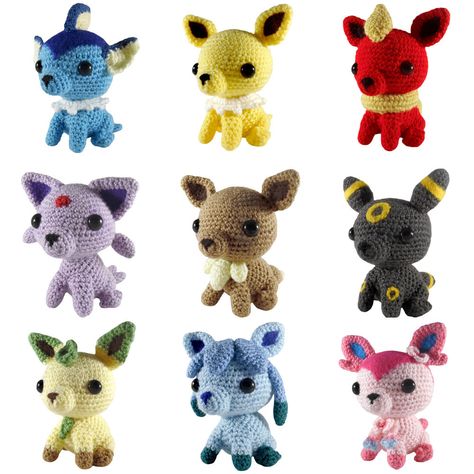 Evee Evolution, Pokemon Crafts, Pokemon Crochet, Pokemon Crochet Pattern, Crochet Pokemon, Pokemon Pattern, Pokemon Craft, Nerd Crafts, Kawaii Crochet