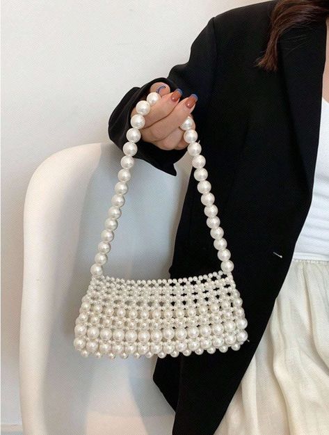 Beaded Shoulder Bag, Hobo Bag Patterns, Beaded Crossbody Bag, Prom Purse, Hand Beaded Bag, Pearl Bag, Beaded Handbag, Purse Styles, Rhinestone Bead