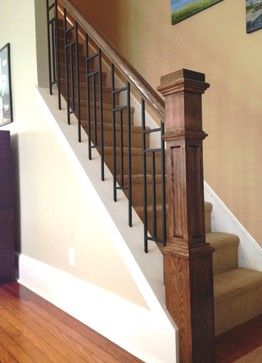 Craftsman Family Room, Craftsman Staircase, Craftsman Interiors, Craftsman Style Doors, Metal House Plans, Interior Railings, Craftsman Decor, Ideas For House, Metal Railing