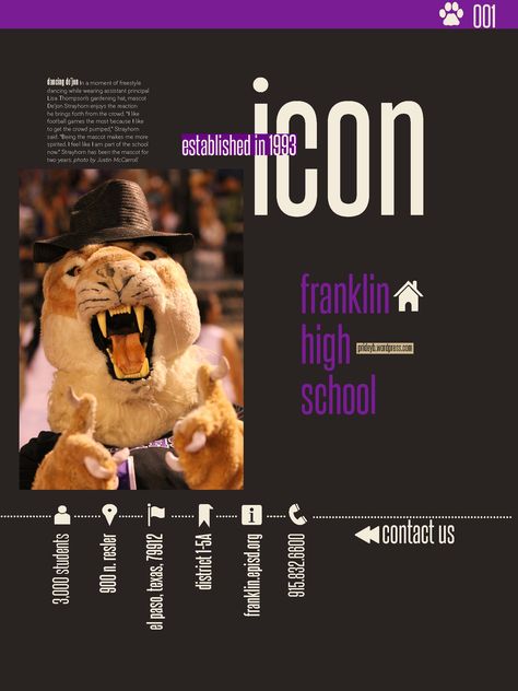 Franklin High School in El Paso-Title page Yearbook Title Page, Homeschool Yearbook, Newspaper Ideas, Yearbook Spreads, Yearbook Layouts, Yearbook Pages, Yearbook Ideas, Yearbook Design, Assistant Principal