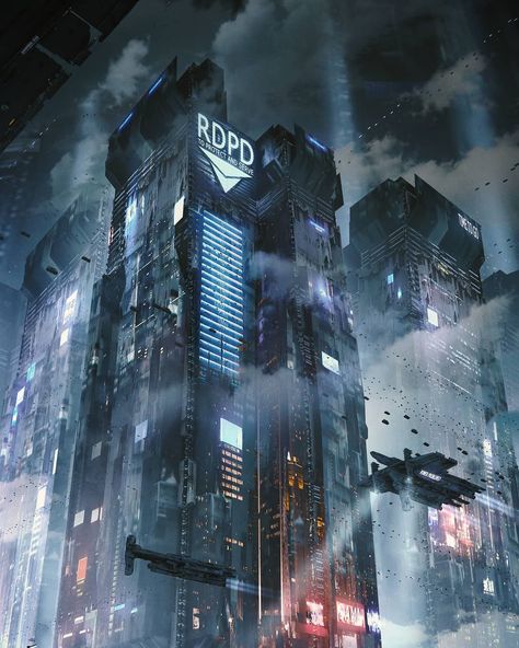 Street Corner by Robbert Middelkoop Kota Masa Depan, Scifi City, Futuristic Cityscape, Art Cyberpunk, Sci Fi Landscape, Sci Fi City, Sci Fi Environment, Street Corner, City At Night