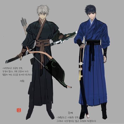 Traditional Korean Clothing, Hanfu Men, Japanese Warrior, Traditional Korean, Character Design Male, Character Design References, Design Reference, Character Portraits, Chinese Art