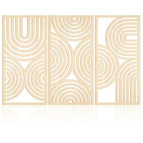 PRICES MAY VARY. Wood Hollow Panels Geometric Wall Art Set: 3 pieces wood wall arts, designed in different styles with hollow; Sufficient quantities and diverse styles can easily meet your daily decoration needs, and you can decorate them together or separately to add more elegance to your space. Size for Easy Displaying: our boho decor accents are about 40.64*81.28cm/16 x 32 inches in size, suitable for hanging on walls,to make your guests notice your decorations at a glance,adding more colors Cardboard Wall Art, Wall Art For Kitchen, Shapes Wall Art, Art For Kitchen, Boho Bathroom, Wall Art Boho, Geometric Wall Art, Decor Accents, Wall Arts