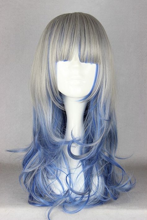 Silver Blue Hair, Silver Wigs, Wig Party, Long Curly Wig, Hair Styling Tools, Harajuku Style, Hair Women, Long Hairstyles, Mermaid Hair