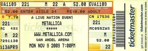 metallica 09 Metallica Concert Tickets, Metallica Concert, Ticket Stubs, Glass Repair, Concert Tickets, Concert Posters, Christmas List, Electric Guitar, Metallica