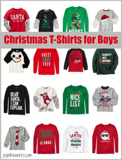 Check out the best Christmas t-shirts for boys from Gymboree, Carters, The Children's Place and more! Diy Christmas Shirts For Kids, Boys Christmas Shirts, Kids Christmas T Shirts, Sports Fashion Design, Boys Christmas Shirt, Santa's Nice List, Christmas Program, Christmas Shirts For Kids, Christmas Tee Shirts