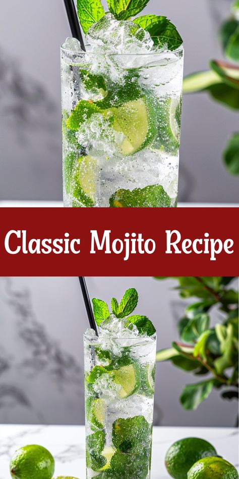 Discover the perfect classic mojito recipe with fresh mint, lime, and rum for a refreshing drink. Frozen Mojito, Mojito Recipe Classic, Mojito Drink, Classic Mojito, Mint Simple Syrup, Vegan Summer Recipes, Make Simple Syrup, Mojito Cocktail, Mojito Recipe