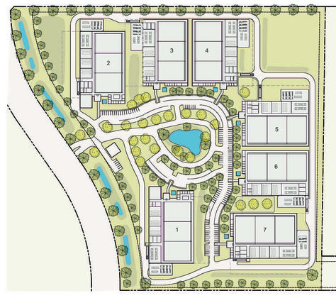 Arizona State's campus is closely related to our CSL because of its small size and features. There is a working medium size parking lot with a drop off near the building entrances. There is also a response to the site's water flow, with the pond in the middle of the parking lot. Park Site Plan, School Campus Plan, Cities Skylines Campus Layout, Campus Floor Plan Architecture, Sports Complex Site Plan, Campus Site Plan, Parking Lot Architecture, Building Entrance, Campus Design