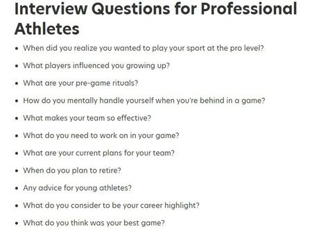 School Interview Questions, Interview Questions To Ask, School Interview, Podcast Interview, Professional Athlete, Interview Questions, Useful Information, Student Life, Questions To Ask