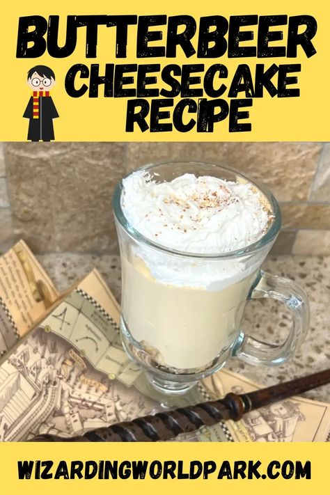 Ready for the easiest no bake Butterbeer Cheesecake recipe? Your Harry Potter fans at home will love this one! #harrypotter #harrypotterparty #potterheads Harry Potter Cheesecake, Butterbeer Cheesecake Recipe, Butterbeer Cheesecake, Golden Oreo, Cheesecake In A Jar, Mini Cheesecake Recipes, Harry Potter Food, Easy No Bake, Easy Meals For Kids