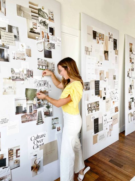 This is the really easy way we created life-size Pinterest boards in our office. Super easy and budget friendly! Pin Board Ideas Room Decor, Photographers Office, Pin Board Ideas, Apartment Hacks Organizing, Small Office Decor, Small Apartment Balcony Ideas, Materials Board Interior Design, Sophia Lee, Apartment Checklist