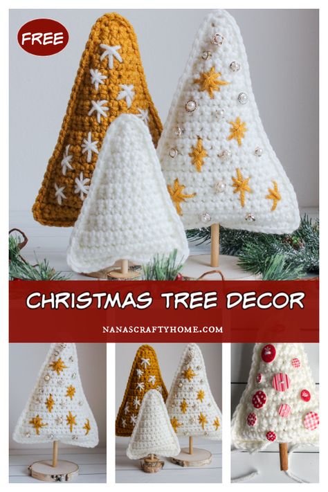 Christmas Tree Decor Free Crochet Pattern Christmas Crochet Crafts Free, Crochet Stuffed Christmas Tree, Crochet Xmas Tree Decorations, Christmas Decorations Crochet Patterns, Free Crochet Tree Patterns, Christmas Crochet Decorations Free, Crochet Christmas Tree Decorations Free, Crochet Christmas Stars Free Pattern, Christmas Tree Crochet Patterns Free