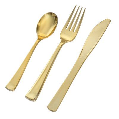 Fineline Settings, Inc Golden Secrets 324 Piece Flatware Set Gold Plastic Silverware, Gold Fork, Spoons And Forks, Disposable Cutlery, Plastic Silverware, Gold Spoon, Gold Cutlery, Plastic Utensils, Plastic Forks