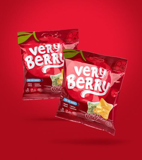 Cherry Packaging Design, Jelly Packaging Design, Jelly Packaging, Candy Packaging Design, Colorful Packaging, Jelly Candy, Typography Packaging, Candy Packaging, Very Berry