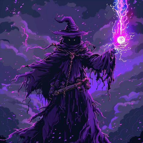 Wizard Pixel Witch Retro Gaming Sorcery Magic Occult  by Kaos-Bit | Redbubble Wizard Pixel Art, Pixel Witch, Wizard Wallpaper, Purple Wizard, Wizard Aesthetic, Shadow Wizard, Wizard Art, Dark Wizard, Fantasy Wizard