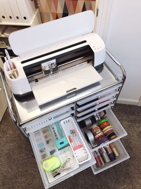 Cricut Storage, Craft Cart, Craft Closet, Cricut Supplies, Dream Craft Room, Craft Room Design, Scrapbook Room, Storage Cart, Office Crafts