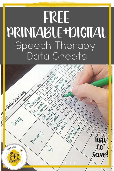 Free Printable + Digital Speech Therapy Data Sheets - Busy Bee Speech Speech Therapy Data Collection Sheets, Speech Language Pathology Activities, Speech Therapy Data Collection, Speech Therapy Organization, Student Data Tracking, Slp Organization, Professional Communication, Data Collection Sheets, Speech Therapy Tools