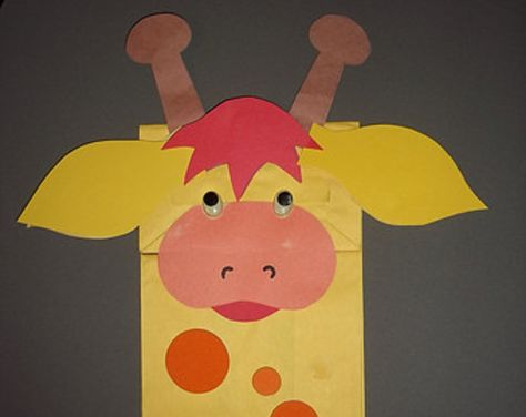 Giraffe Puppet, G Is For Giraffe, Letter L Crafts, Rainbow Fish Crafts, Toddler Sunday School, Giraffe Crafts, Bag Puppet, Storytime Crafts, Paper Bag Crafts