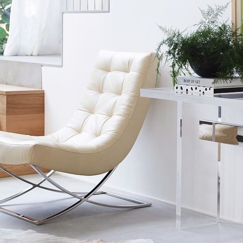 White Leather Chair, Big Room, Accessory Inspo, Basement Makeover, Luxury Chairs, Contemporary Modern Furniture, Bauhaus Design, Reading Corner, Chair Upholstery