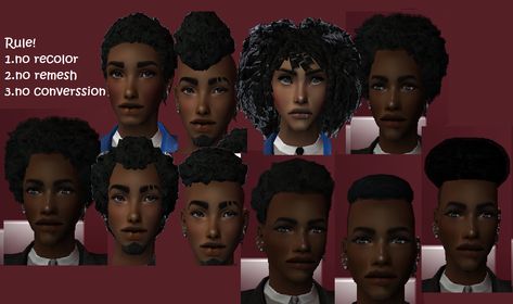 sims2 male afro Sims 2 Black Cc, Sims 2 Male Hair, Sims 2 Black Hair, Male Afro, Sims 2 Makeup, Sims2 Cc, Black Simmer, Hair Box Braids, Sims 2 Hair