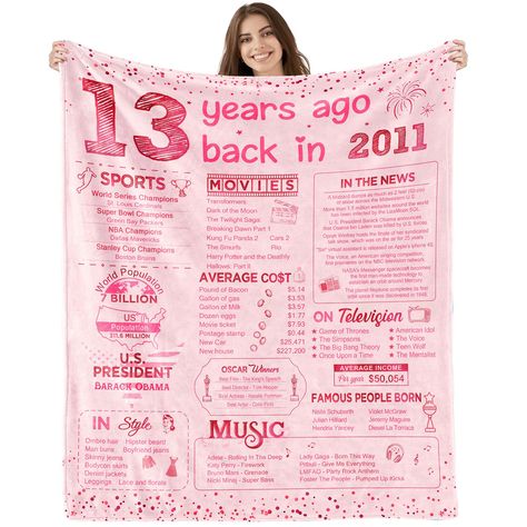 PRICES MAY VARY. 🎀【TEEN GIRL GIFTS】13 years old is a meaningful age, which means that a person is already an teenager, which is definitely a day worth celebrating in life. This blanket can be a personalized gift for 13 year old boys and girls, not only a creative birthday gift for daughter, son, sister, brother, nephew, niece, granddaughter, grandson, but also can bring them warmth, love and courage. Gifts for teenage girls,teenage girls gifts ideas,13 year old girl gift ideas,birthday gifts fo Preteen Christmas Gift Target, Good Birthdya Gifts Cheap, Gifts For 13 Yroldgirl, Cute Gifts For Your Best Friends Birthday, Creative Gifts For Daughter, Birthday Gifts For Secret Pal, Personalized Gifts For Preteens, Funny Teenager Gifts, 30tb Birthday Gifts