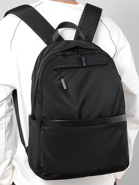 Black    Nylon Plain     Men Bags Style Bleu, Retro Backpack, Ultralight Backpacking, Minimalist Backpack, Business Backpack, Sac Week End, Student Bag, College Backpack, Student Backpacks