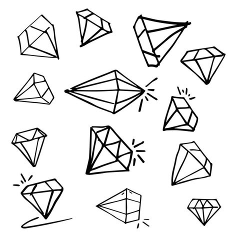 Doodle hand draw diamond set, vector illutration. Draw Diamond, Diamond Doodle, Drawing Vector, Hand Draw, Logo Banners, Cityscape Photos, Heart With Arrow, Marketing Design, Custom Illustration