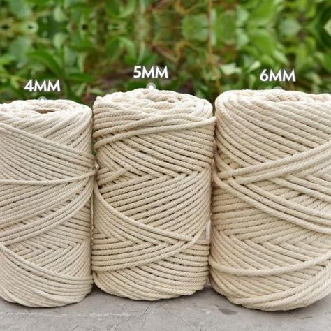 100% High Tenacity Braided Coated Macrame Cotton Cord or Rope. Natural Beige/Off white colouring Available Diameters: 3mm, 4mm, 5mm, 6mm, 8mm and 10mm Lengths: from 10m to 100m (up to 110 yards) - see product listing Perfect for Handmade Macrame Projects such as Plant Hangers, Mirrors, Wall Diy Home Wedding, Macrame Boho Decor, Cords Crafts, Rope Diy, Beige Purses, Macrame Boho, Rope Twist, Rope Crafts, Macrame Projects