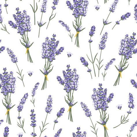 Seamless pattern with lavender bouquets and single flowers. Herbal design for fabric, home textile, wrapping paper Lavender Graphic Design, Herbal Design, Lavender Graphic, Lavender Bouquets, Single Flowers, Lavender Bouquet, Textile Pattern, Textile Designer, Single Flower