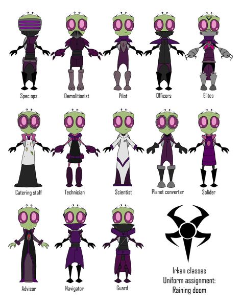 Classes Invader Zim Art Style, Invader Zim Character Sheet, Invader Zim Irken, Invader Zim Character Design, Art Style Reference, Invader Zim Oc, Invader Zim Art, Enter The Florpus, Gir Robot Invader Zim