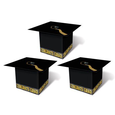 The Graduation Cap Favor Box is a fun addition to your graduation party. Each pack contains three boxes. Pair with additional graduation decor to complete the look. Color: Black | The Party Aisle™ Cap Box Party Favor in Black | Wayfair Boy Graduation, Graduation Party Favors, Graduation Theme, Graduation Party Supplies, Congrats Grad, Party Favor Boxes, Graduation Celebration, Grad Cap, Graduation Decorations