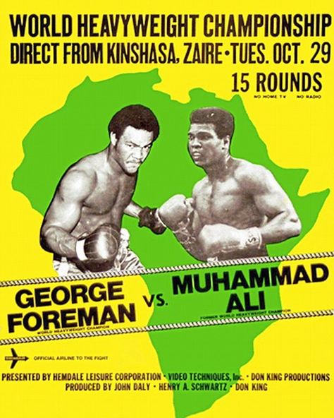 The pair's memorable bout in Zaire was billed as the 'Rumble in the Jungle' Don King, Mark Paul Gosselaar, John Daly, Mohamed Ali, Rumble In The Jungle, Muhammed Ali, Boxing Posters, Hank Aaron, Mohammed Ali