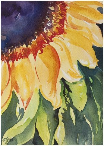 Sunflowers Watercolor, Sunflower Watercolor Painting, Loose Watercolour, Painting Courses, Watercolor Flower Art, 수채화 그림, Sunflower Art, Watercolor Sunflower, Sunflower Painting