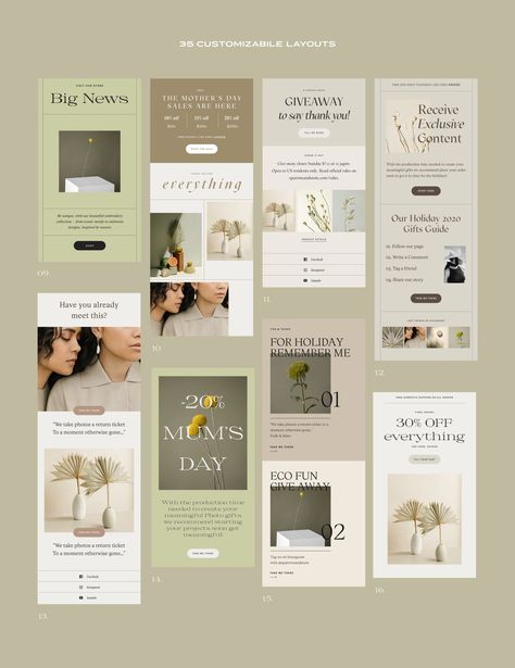 Sage Newsletter Templates by Sparrow & Snow on @creativemarket Minimal Newsletter, Email Marketing Design, Newsletter Design, Email Design, Free Instagram, Email Templates, Instagram Design, Marketing Design, Photoshop Design