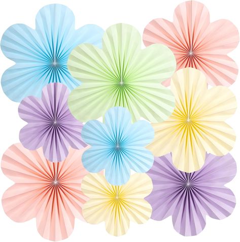 EASY JOY 9PCS Pastel Flower Party Decorations Hanging Paper Fans Tea Party Decorations Paper Floral Classroom Decoractions for Birthday Weddings Baby Shower Wall Backdrop Decorations : Amazon.co.uk: Home & Kitchen Floral Backdrop Decor, Paper Floral Backdrop, Floral Wall Backdrop, Hanging Paper Flowers, Paper Flower Decorations, Class Tree, Flower Folding, Flower Party Decorations, Paper Fan Decorations