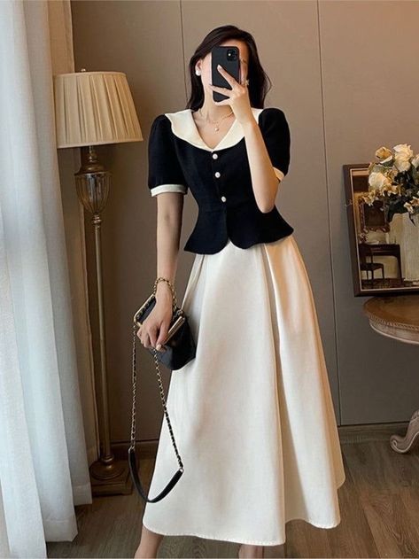 Korean Office, डिजाइनर कपड़े, Ladies Suits, Suits Casual, Middle Age Fashion, French Retro, Skirts Midi High Waisted, Androgynous Fashion, Elegant Sets