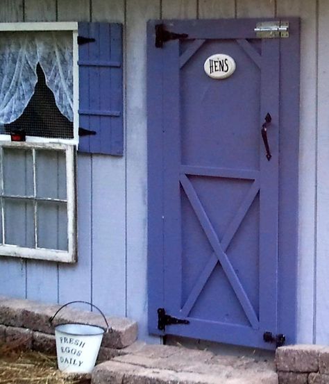 chicken coop door........love the purple! Egg Facts, Chicken Coop Door, Mobile Chicken Coop, Coop Door, Portable Chicken Coop, Chicken Pen, Build A Frame, Barn Storage, Lean To