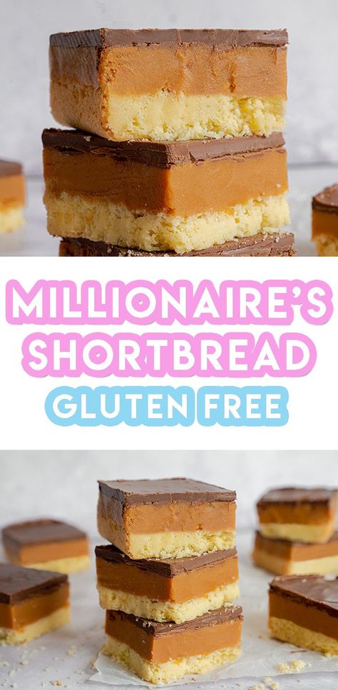 Gluten Free Millionaire's Shortbread Recipe Millionaire Shortbread Recipe, Shortbread Recipe Easy, Millionaire's Shortbread, Gluten Free Easter, Shortbread Recipe, Millionaire Shortbread, Tasty Dessert, Mini Egg, Shortbread Recipes