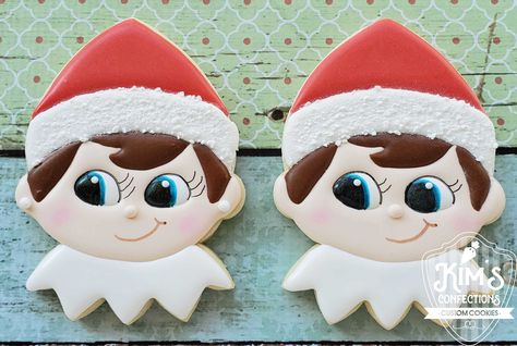 Elf On Shelf Cookies Decorated, Elf Cookies, Christmas Sugar Cookies Decorated, Xmas Cookies, Christmas Cookies Decorated, Christmas Sugar Cookies, Holly Jolly, Christmas Cake, Royal Icing