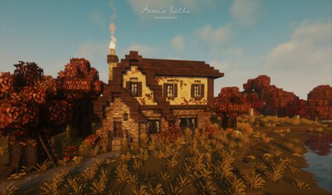 Minecraft Autumn House, Autumn Minecraft, Minecraft Autumn, Aesthetic Minecraft Builds, Minecraft Cottagecore, Cottage Minecraft, Mine Minecraft, Cottagecore Minecraft, Mc Ideas